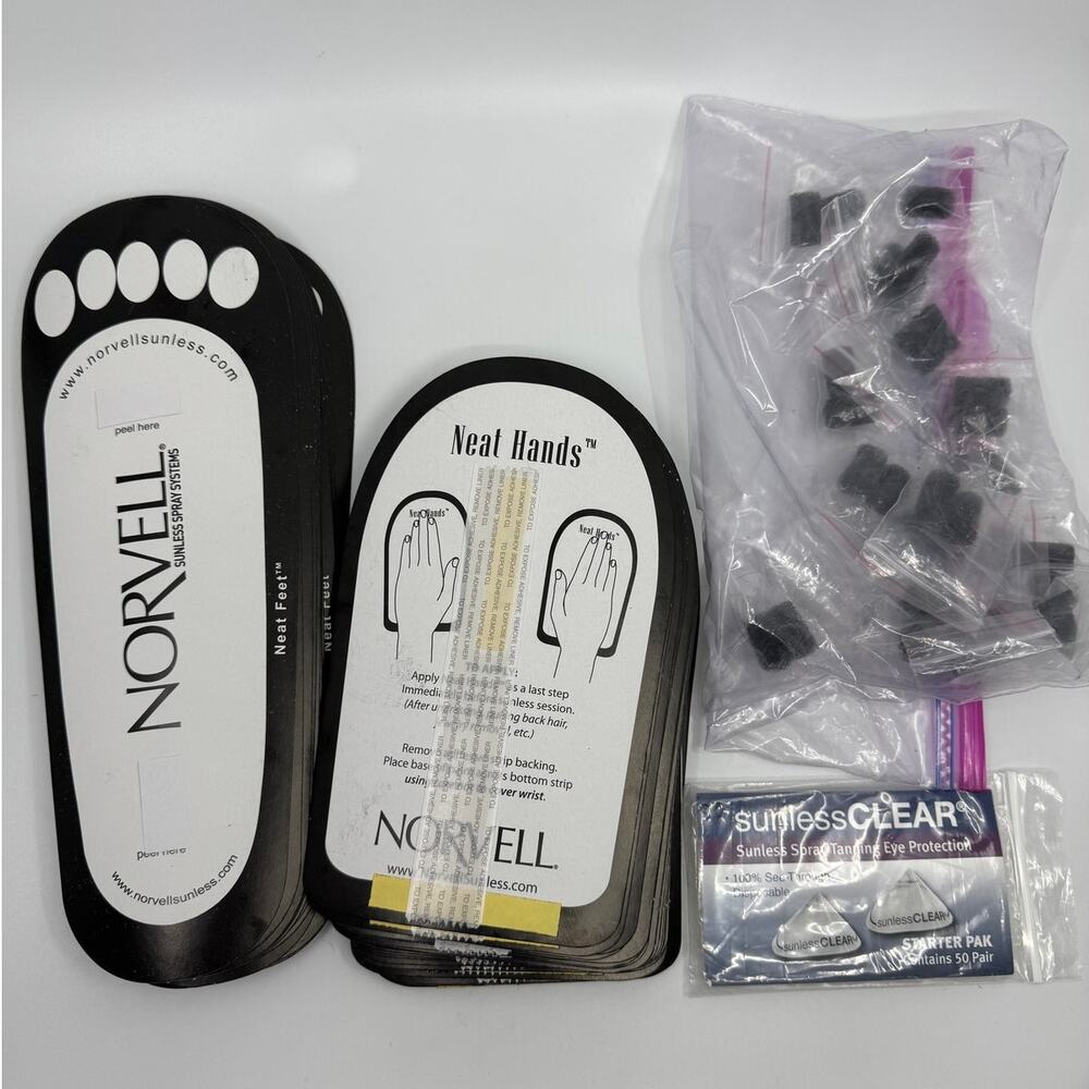 Spray tan bundle: stick-on feet & hands, disposable eye protectors, nose filters